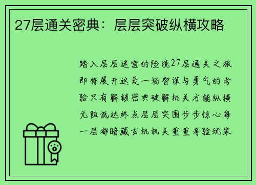27层通关密典：层层突破纵横攻略
