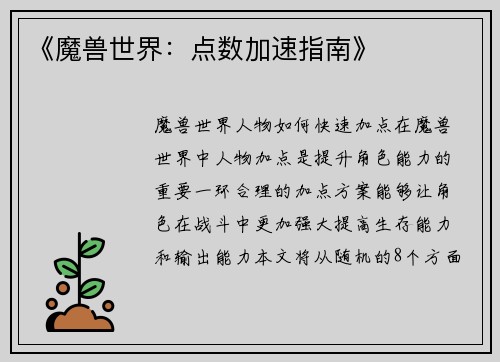 《魔兽世界：点数加速指南》