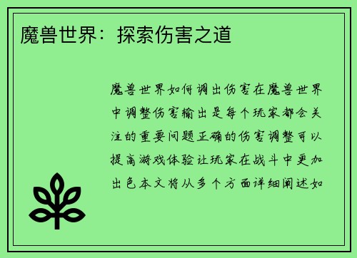 魔兽世界：探索伤害之道